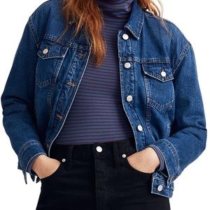 Madewell Boxy Crop Jean Jacket Quilted Lining Ed S